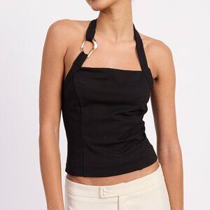 YOU GOT IT BLACK GOLD DECAL HALTER TOP